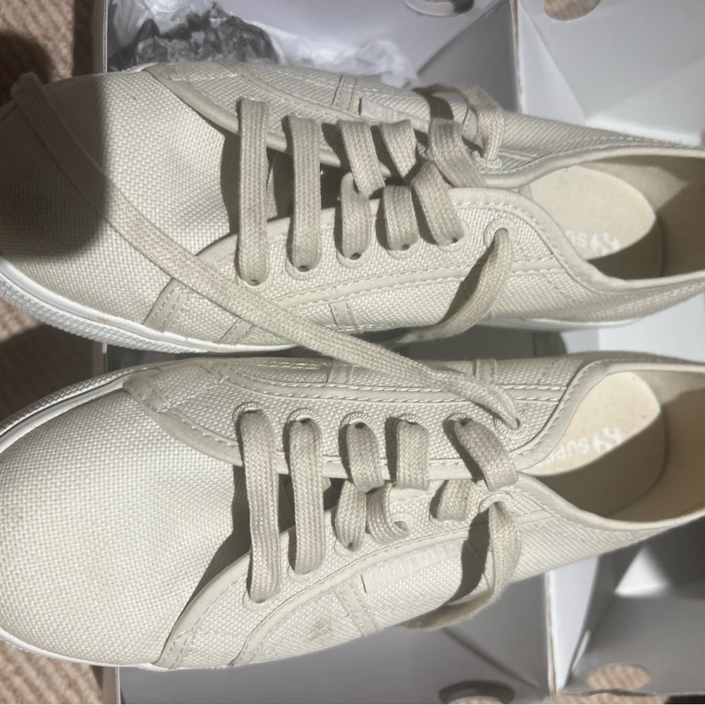 Superga Women's Low-Top Cream Canvas Sneakers - Picture 4 of 5